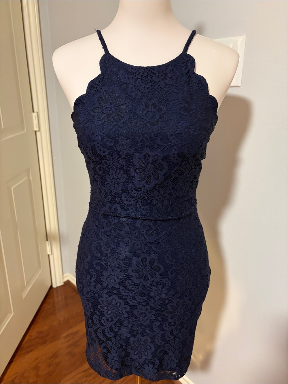 BCX Women’s/Junior’s Navy Blue Sleeveless Lace Dress